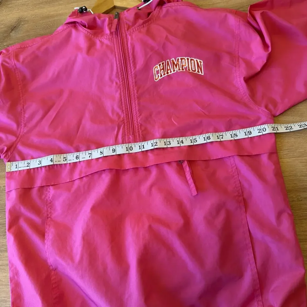Champion Women's S Pink Packable Anorak Windbreaker Jacket J1015 Sleeve Logo - Picture 8 of 9